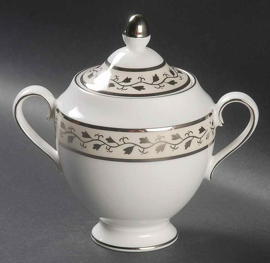 Meadow Silver Sugar Bowl & Lid by Wedgwood-1