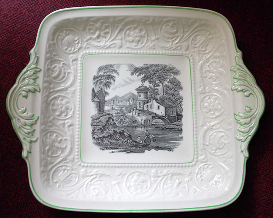 Sepia Square Handled Cake Plate by Wedgwood-1
