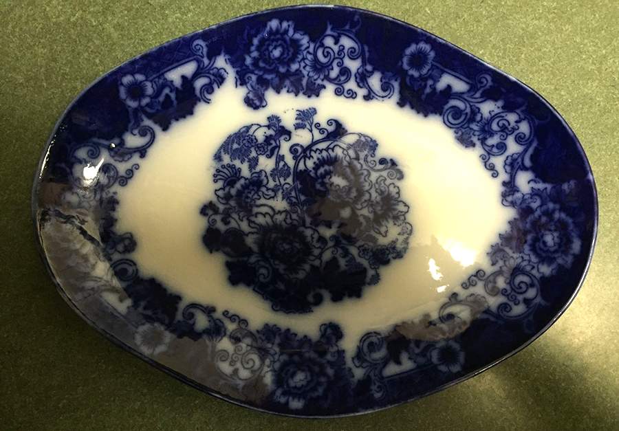 Verona Flow Blue 15" Oval Serving Platter by Wood & Sons-1