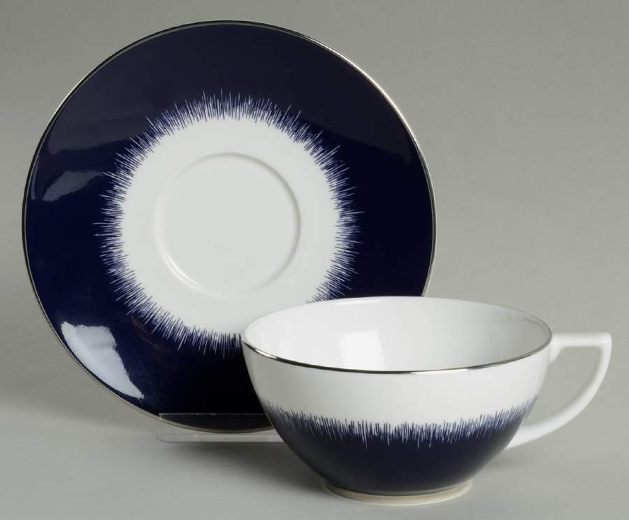 Jasper Conran Navy Fringe Flat Cup & Saucer Set by Wedgwood-1