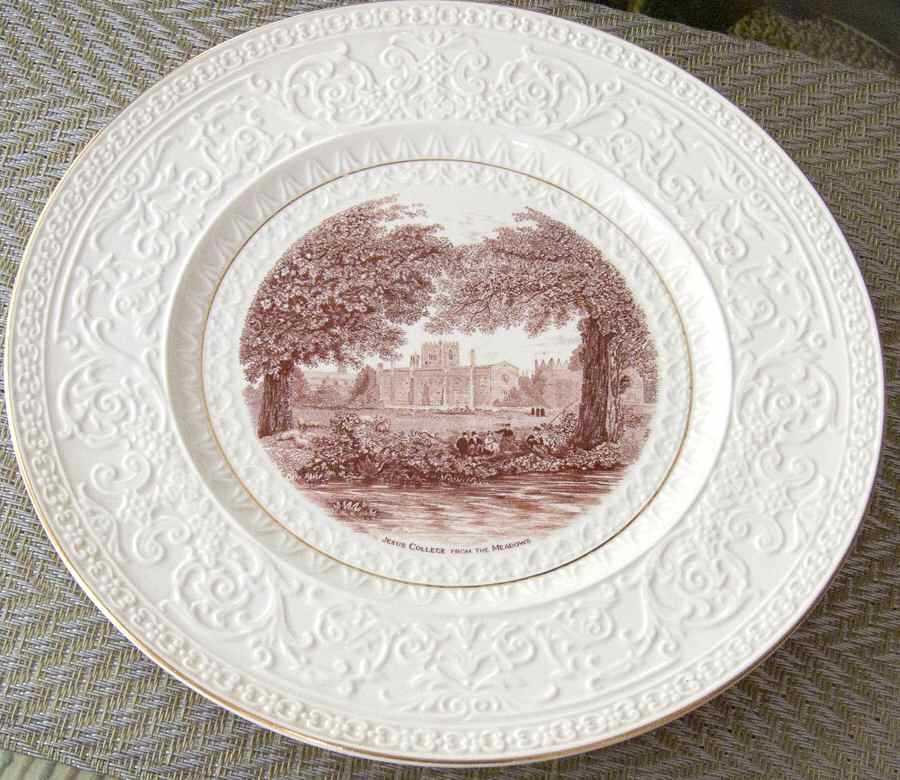 Jesus College Pink Dinner Plate by Wedgwood-1
