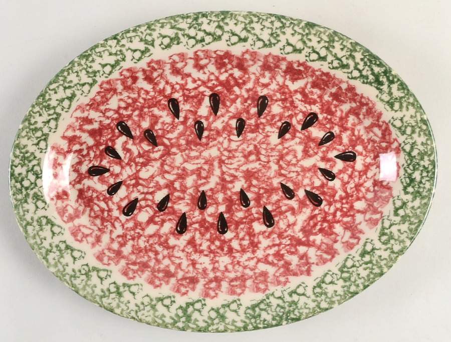 Green Sponge 13" Oval Serving Platter by Workshop Gerald Henn-1