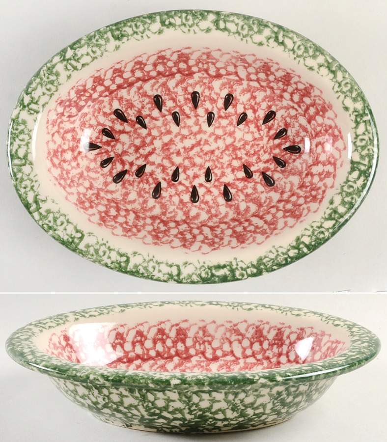 Green Sponge 10" Oval Vegetable Bowl by Workshop Gerald Henn-1