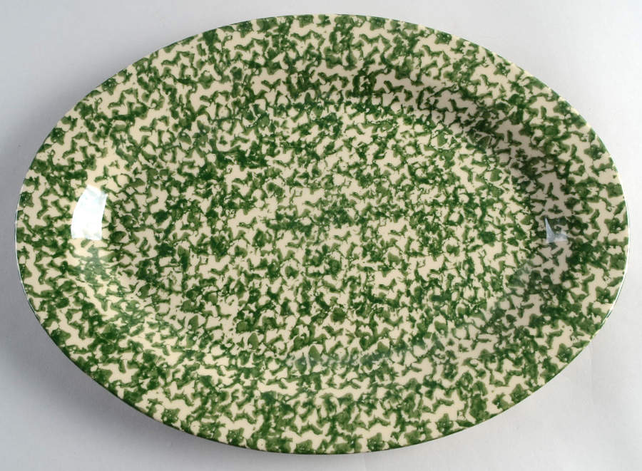 Green Sponge 13" Oval Serving Platter by Workshop Gerald Henn-1