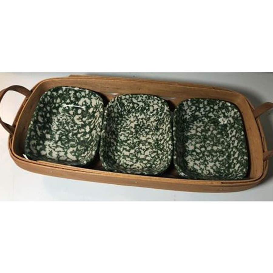 Green Sponge Individual Baker's - Set of 3 with Basket by Workshop Gerald Henn-1