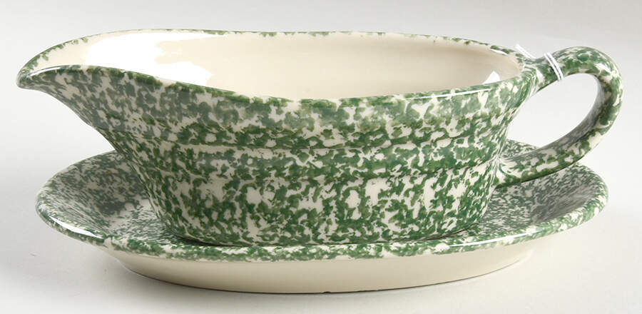 Green Sponge Gravy Boat & Underplate by Workshop Gerald Henn-1