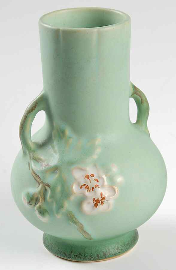 Floral Green 7" Handled Vase by Weller-1