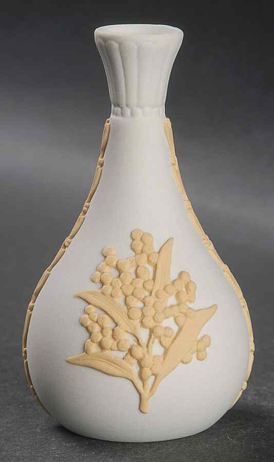 Cane on Cream Color Jasperware Mini Bud Vase by Wedgwood-1