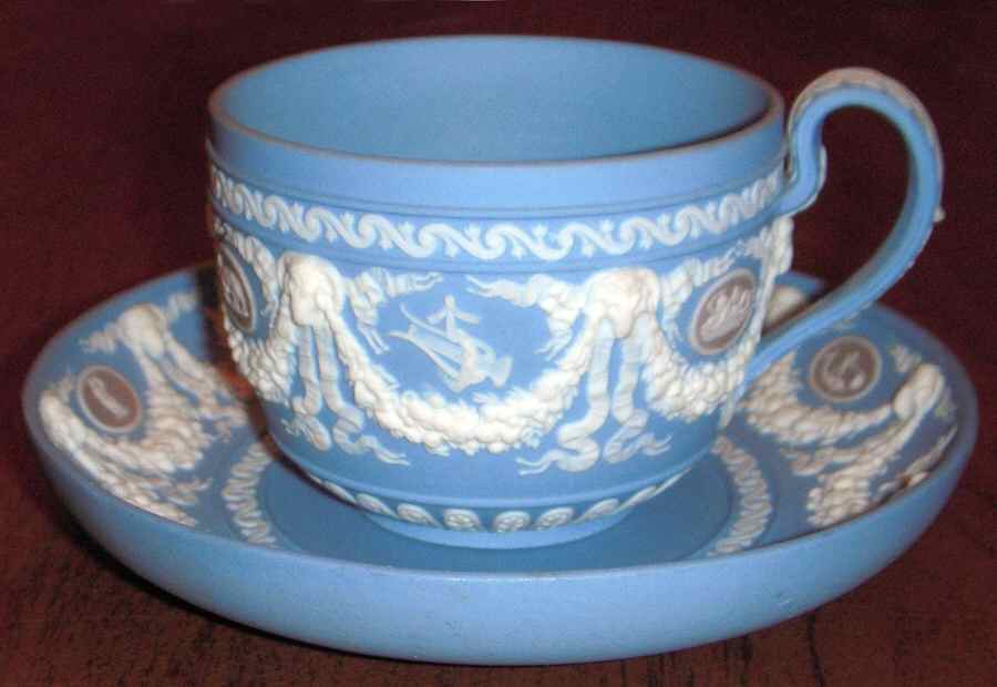 Cream Color & Lilac on Lavender Flat Cup & Saucer Set by Wedgwood-1