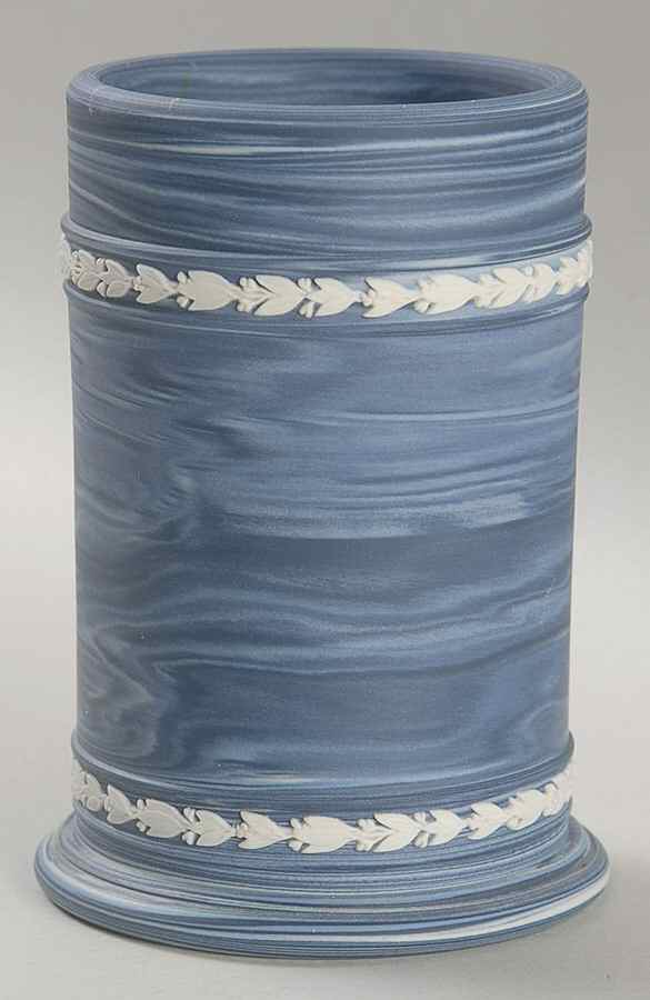 Cc on Portland Blue (Marblized) 4" Spill Vase by Wedgwood-1