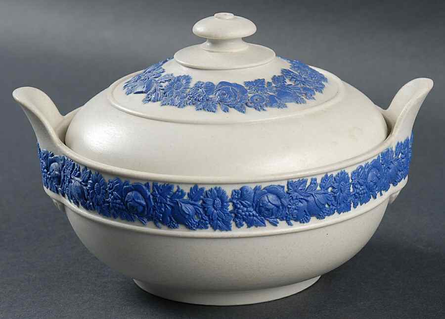 Rose (Portland Blue) Sugar Bowl & Lid by Wedgwood-1