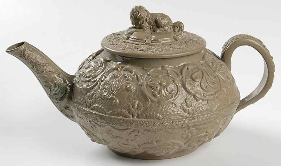 Smear Glaze Drab Ware Teapot & Lid by Wedgwood-1