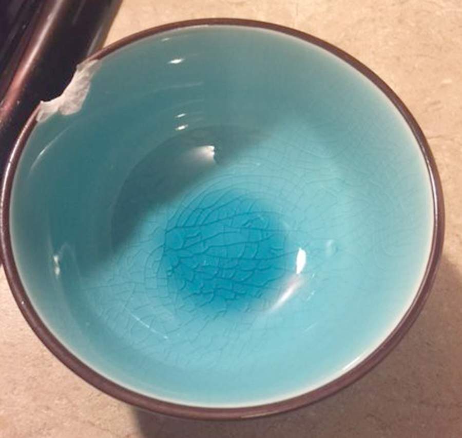 Aqua Crackle Rice Bowl by World Market-1