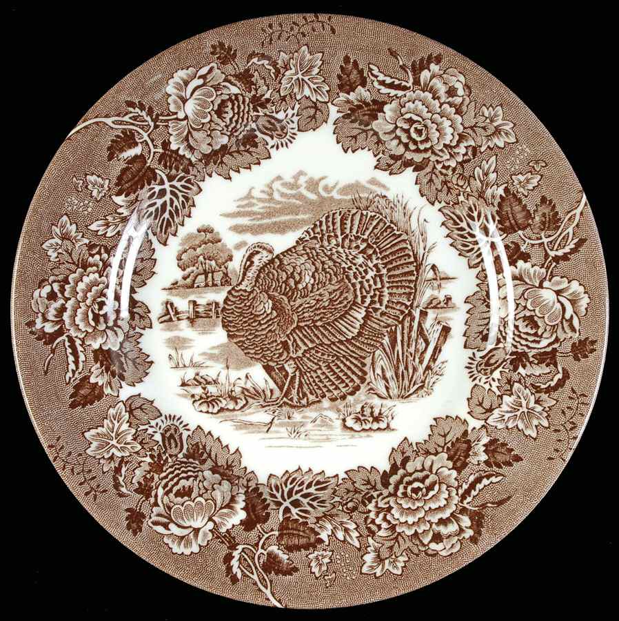 English Scenery Dark Brown Dinner Plate by Wood & Sons-1