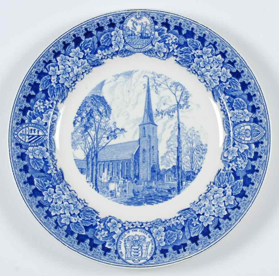 New Jersey Church Series Blue Dinner Plate by Wedgwood-1
