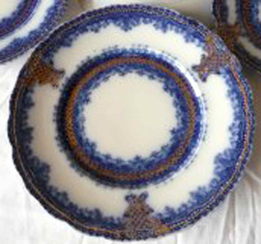 Limoges Flow Blue Luncheon Plate by Wood & Sons-1