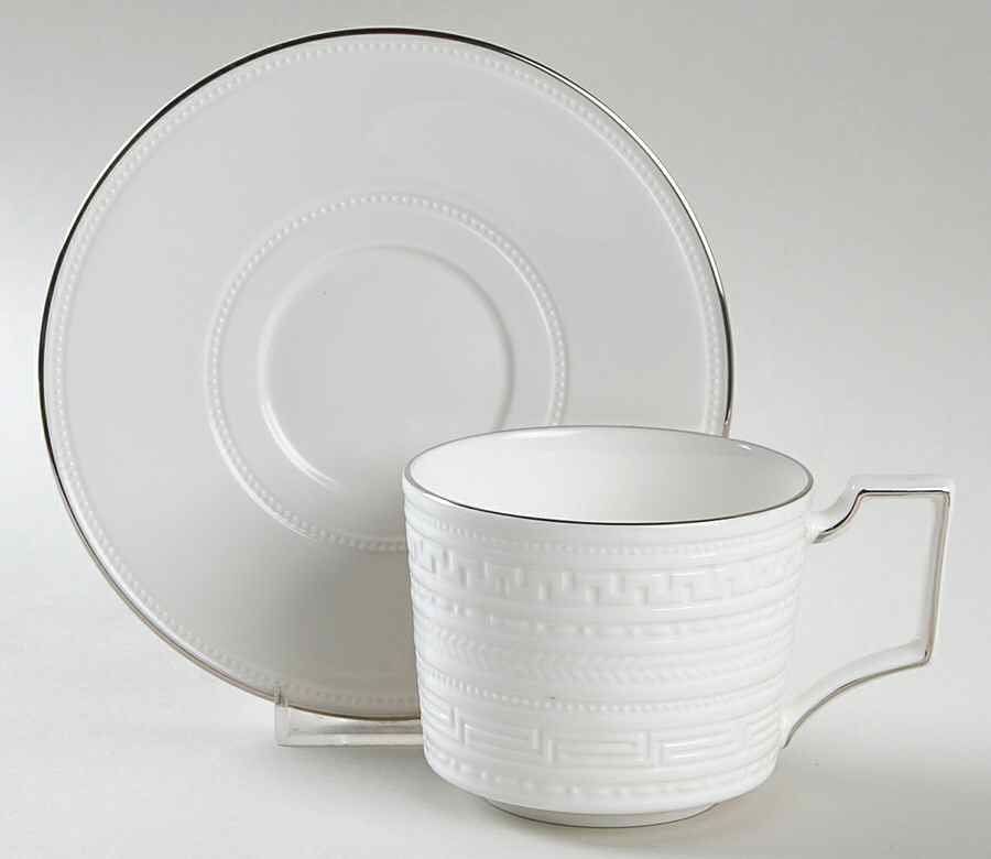 Intaglio Platinum Flat Cup & Saucer Set by Wedgwood-1