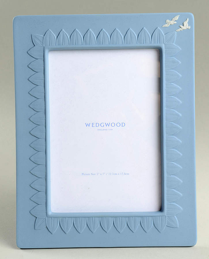 Jasper Classic White on Pale Blue Frame-Holds 5" X 7" by Wedgwood-1