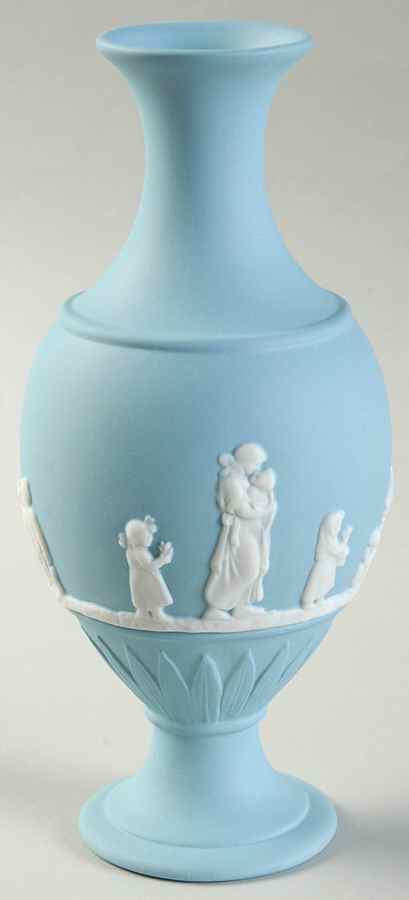 Jasper Classic White on Turquoise 6" Bud Vase by Wedgwood-1