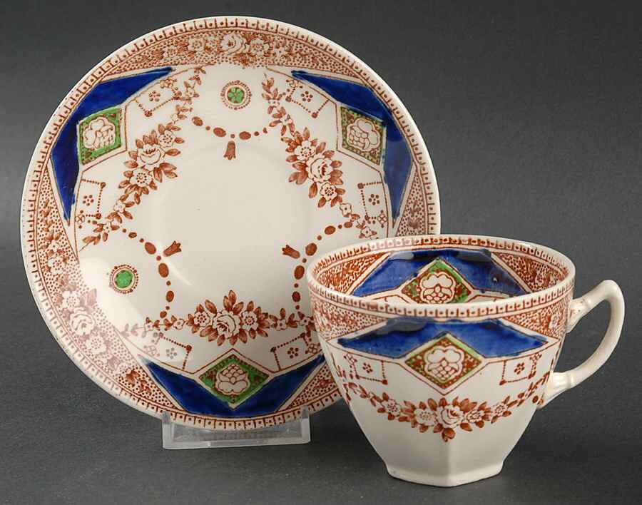 Stafford Brown Flat Cup & Saucer Set by Arthur J Wilkinson-1