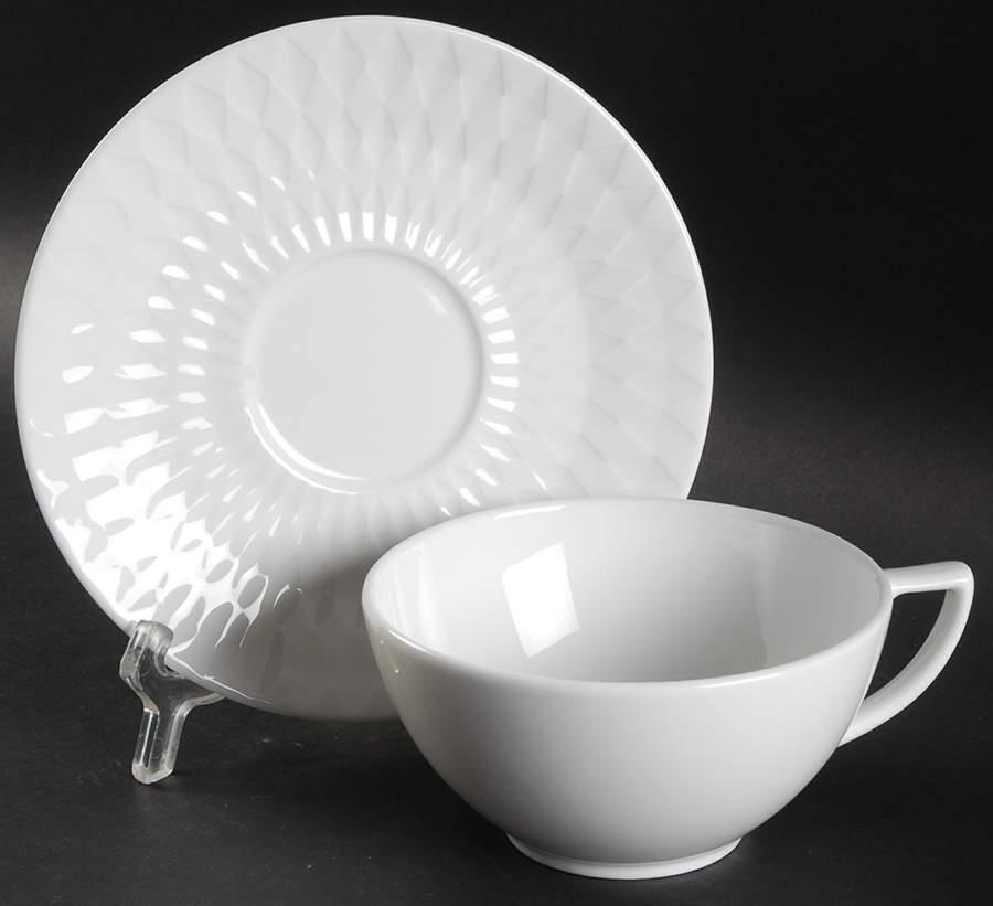 Diamond Embossed Flat Cup & Saucer Set by Wedgwood-1