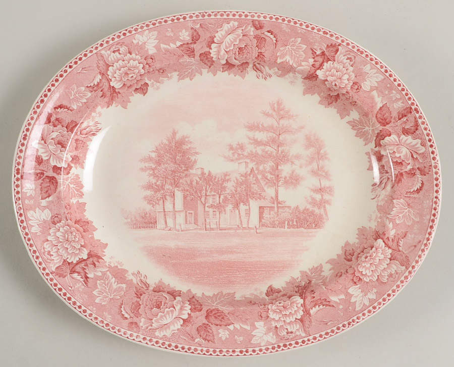 Old Avery Homestead Red 10" Oval Serving Platter by Wedgwood-1