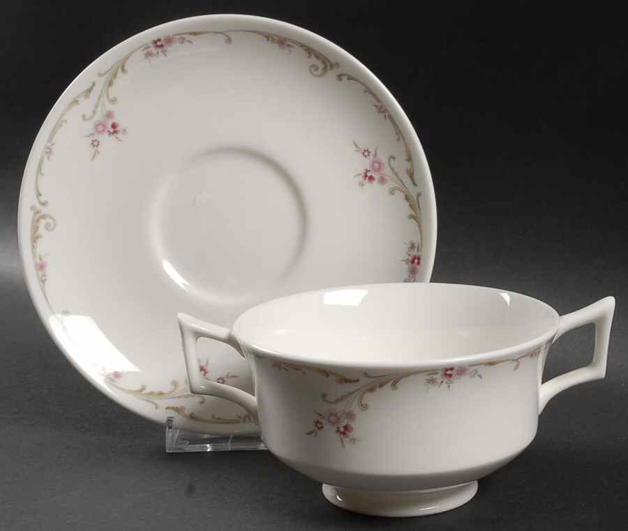 Carisbrooke (No Trim) Footed Cream Soup Bowl & Saucer Set by Wedgwood-1