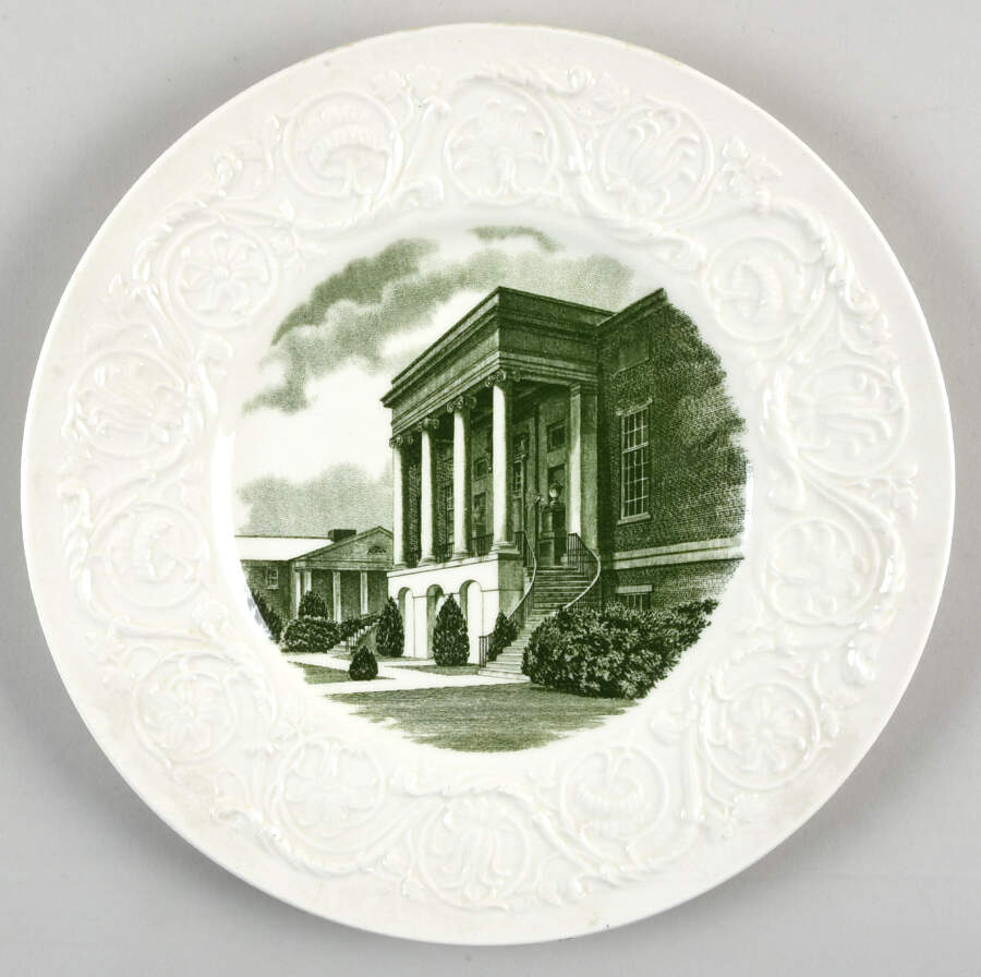 Wesleyan College Green Luncheon Plate by Wedgwood-1