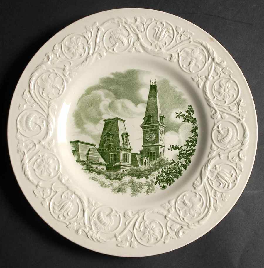 Wesleyan College Green Dinner Plate by Wedgwood-1