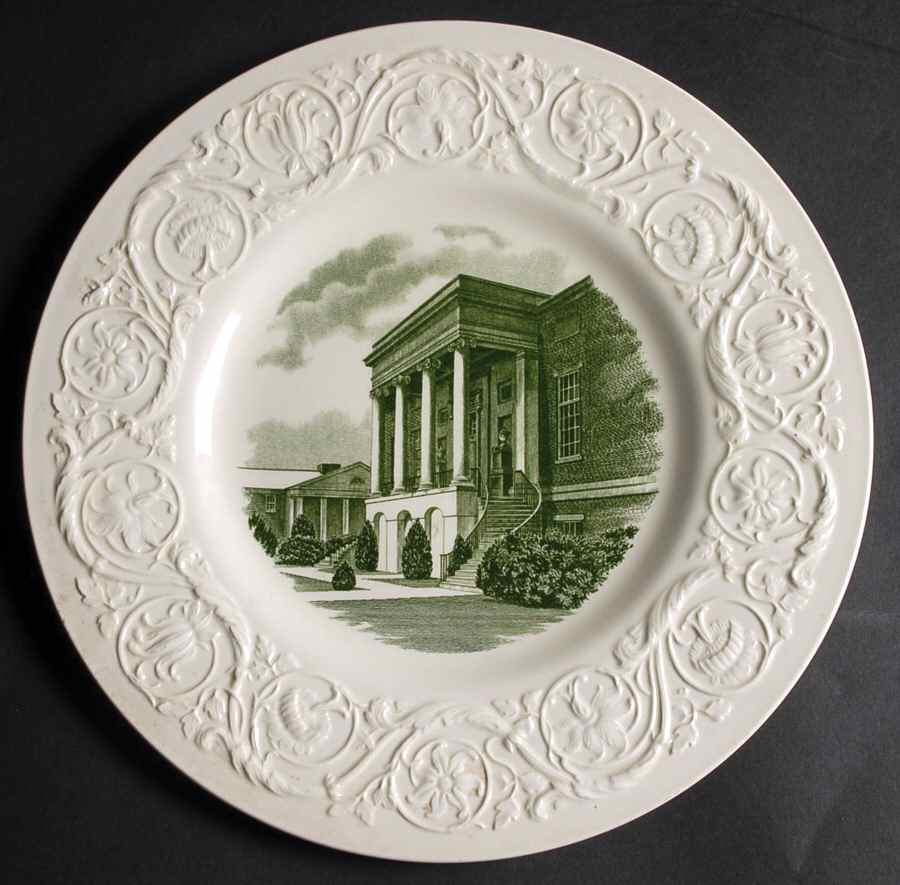 Wesleyan College Green Dinner Plate by Wedgwood-1