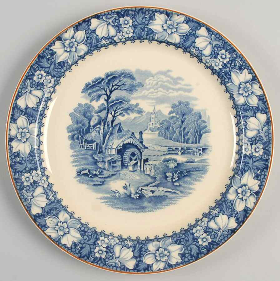 Colonial Blue (Rust Trim) Dinner Plate by Wood & Sons-1
