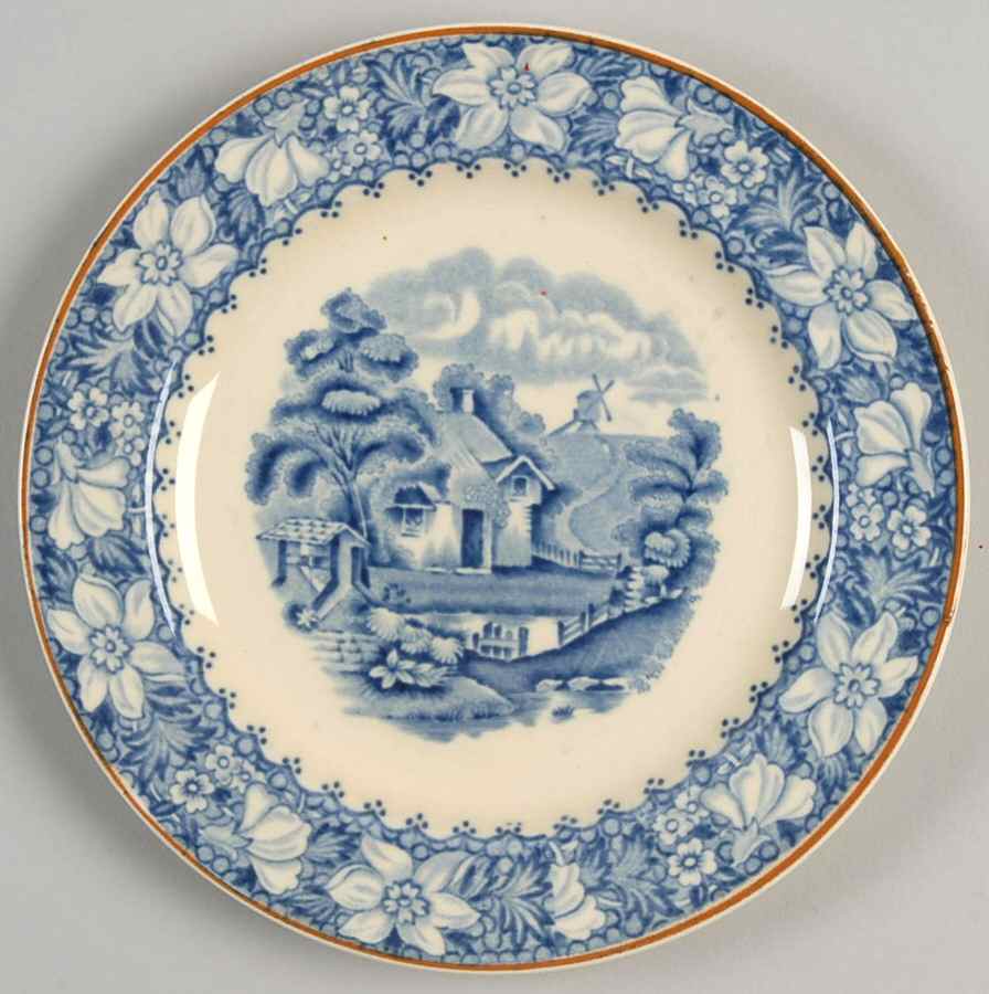Colonial Blue (Rust Trim) Bread & Butter Plate by Wood & Sons-1