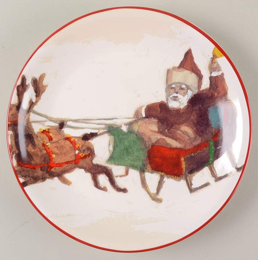 Santa & His Reindeer Salad/Dessert Plate by Williams-Sonoma-1