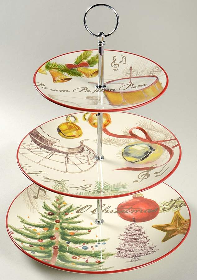 Christmas Carols 3-Tiered Serving Tray (DP, SP, BB) by Williams-Sonoma-1