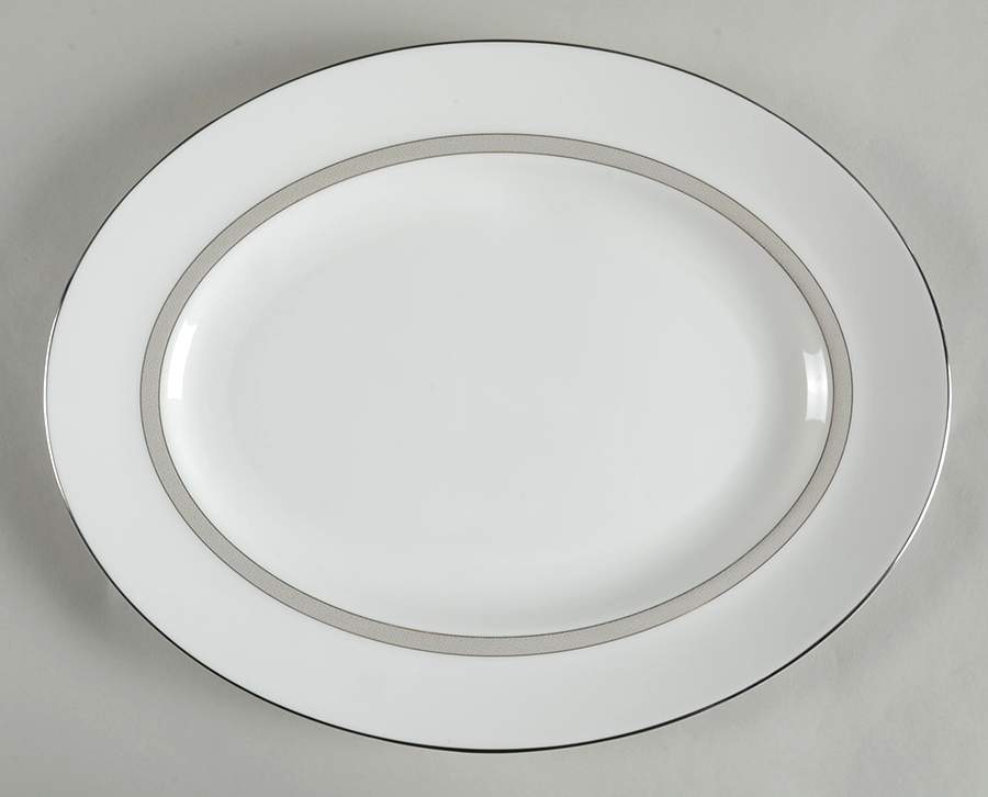 Patina Platinum 14" Oval Serving Platter by Wedgwood-1