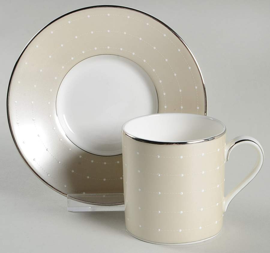Etoile Platinum Espresso Cup and Saucer Set by Waterford China-1