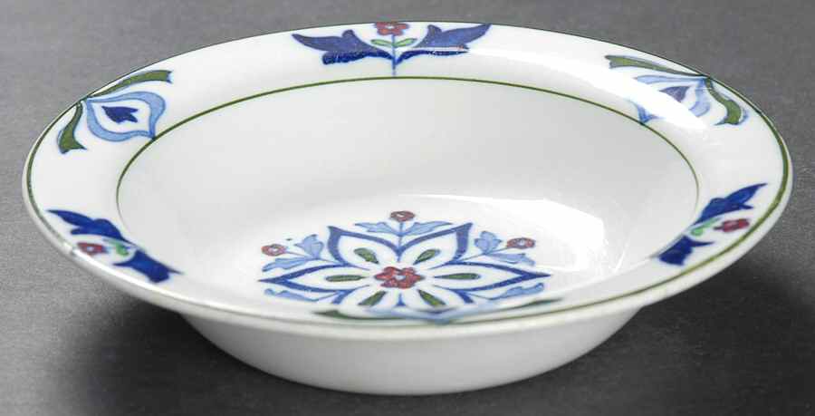 Old English (Green Trim) Rim Fruit/Dessert (Sauce) Bowl by Wood & Sons-1