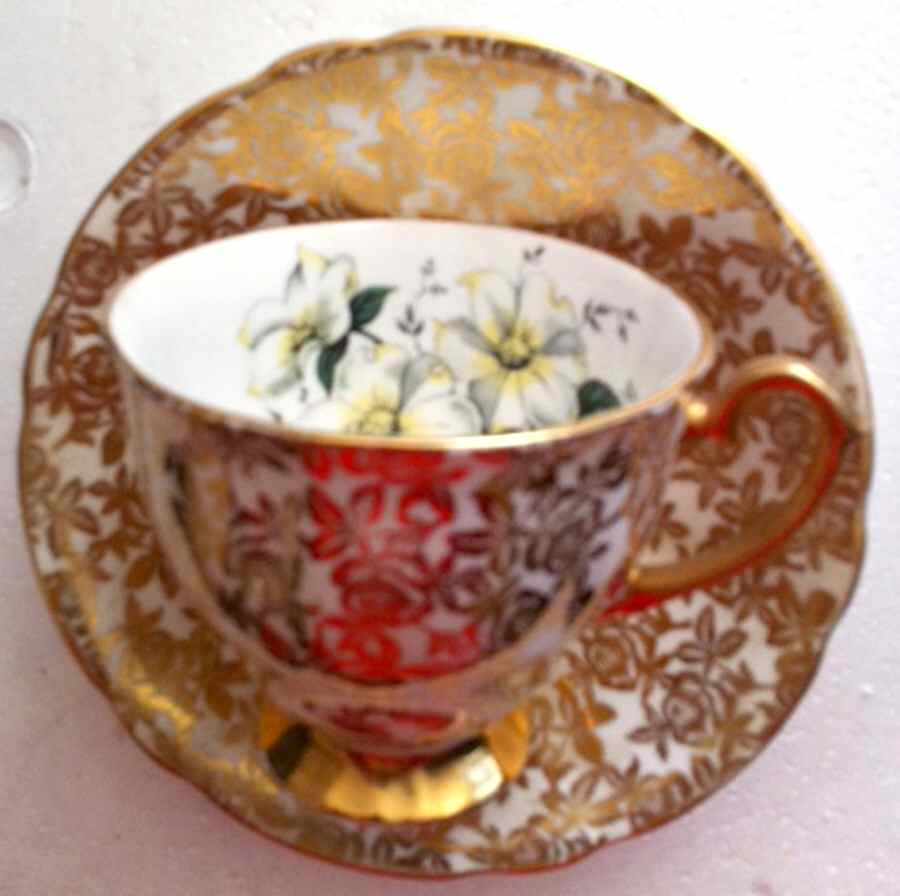 Dogwood Footed Cup & Saucer Set by Windsor (England)-1