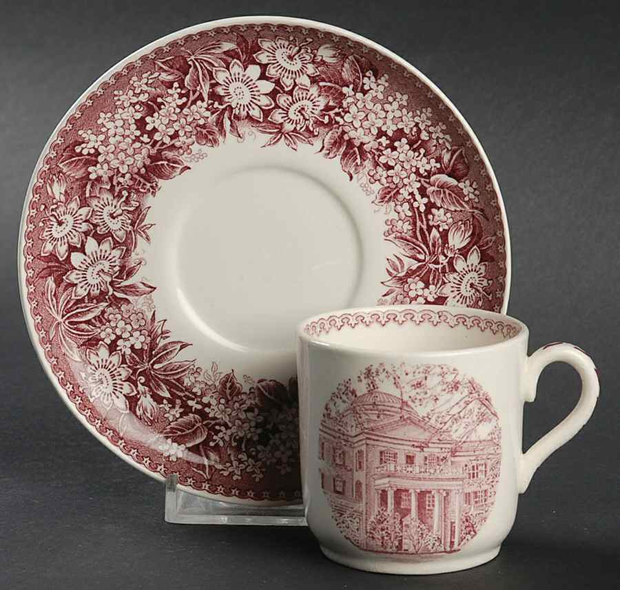 State Teachers College Mulberry Flat Demitasse Cup & Saucer Set by Wedgwood-1