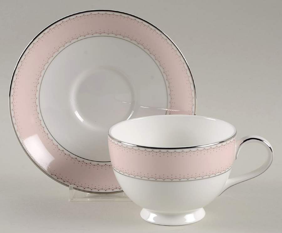 Dentelle Blush Footed Cup & Saucer Set by Waterford China-1