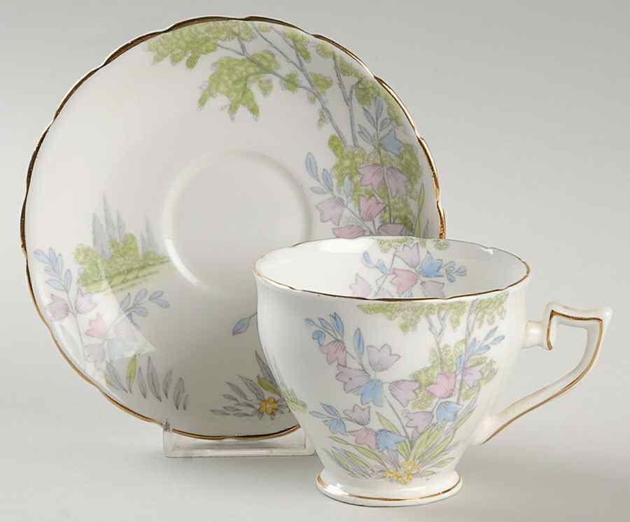 100 Footed Cup & Saucer Set by Wellington (England)-1