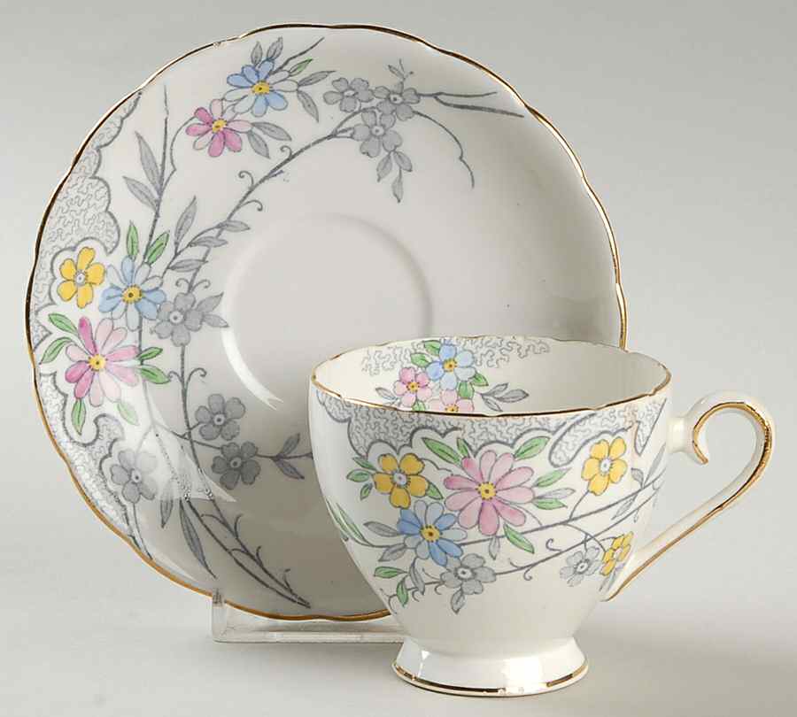 105 Footed Cup & Saucer Set by Wellington (England)-1