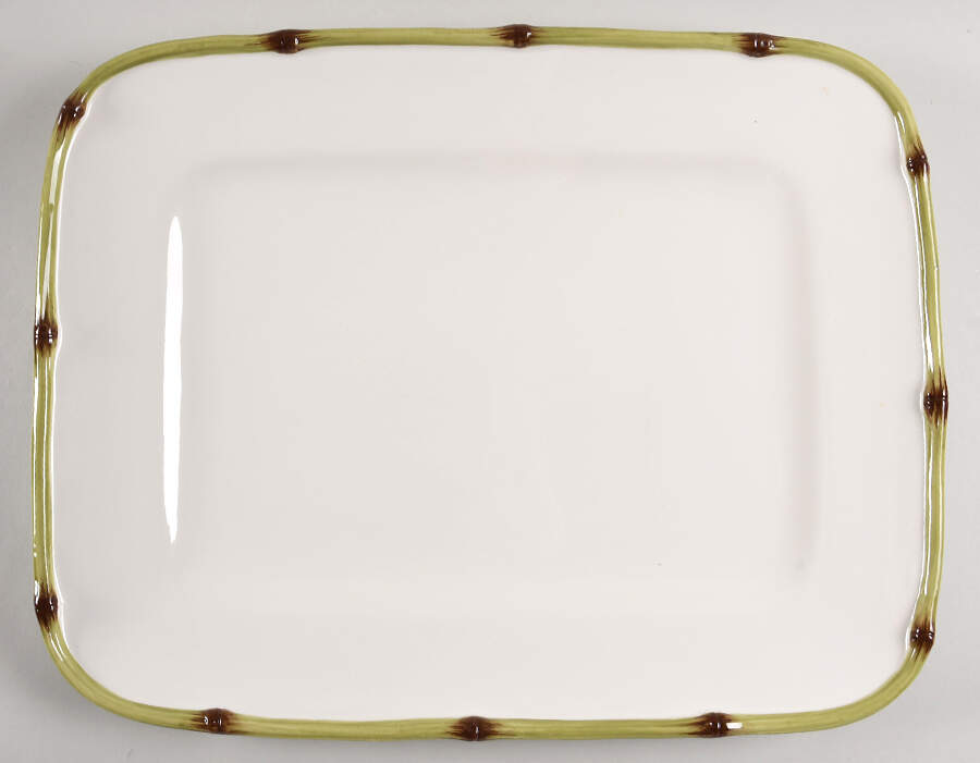 Bamboo Green (Brown Edge) 17" Rectangular Serving Platter by Williams-Sonoma-1