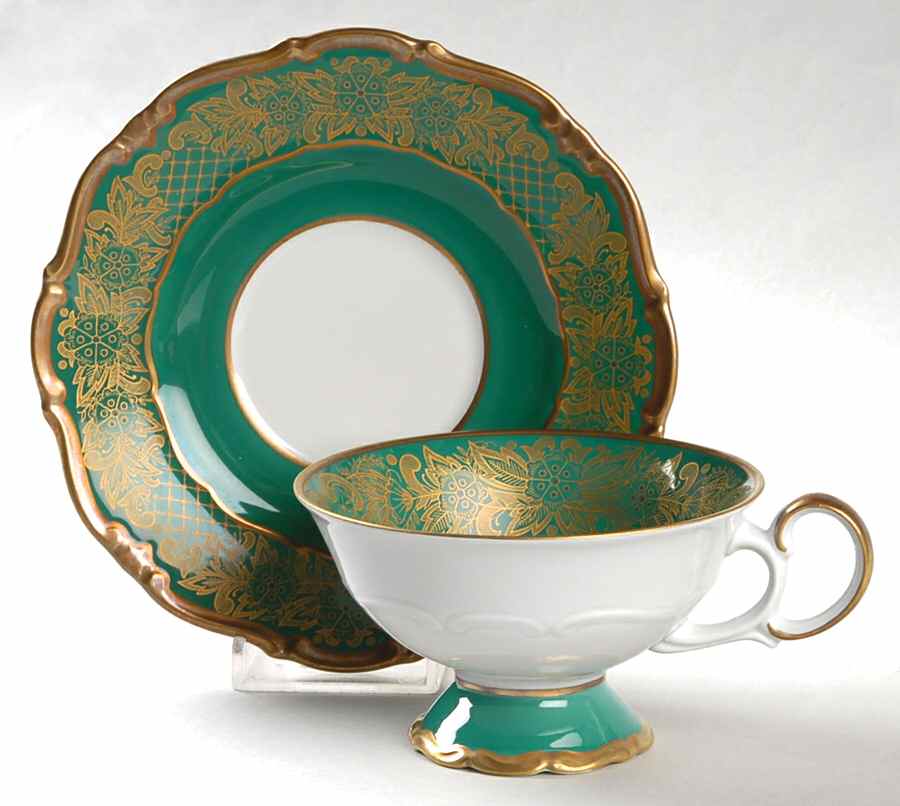 40051 Green Footed Cup & Saucer Set by Weimar-1