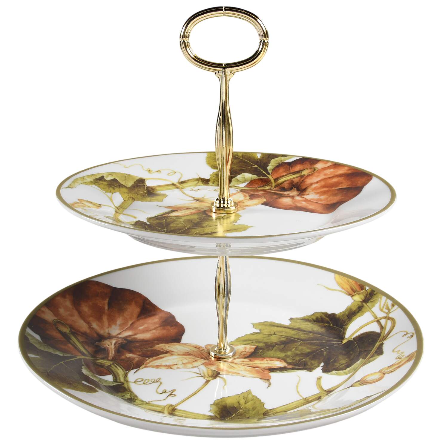 Botanical Pumpkin 6 5/8"-10"  2 Tiered Serving Tray (Dp, Sp) HC by Williams-Sonoma-1