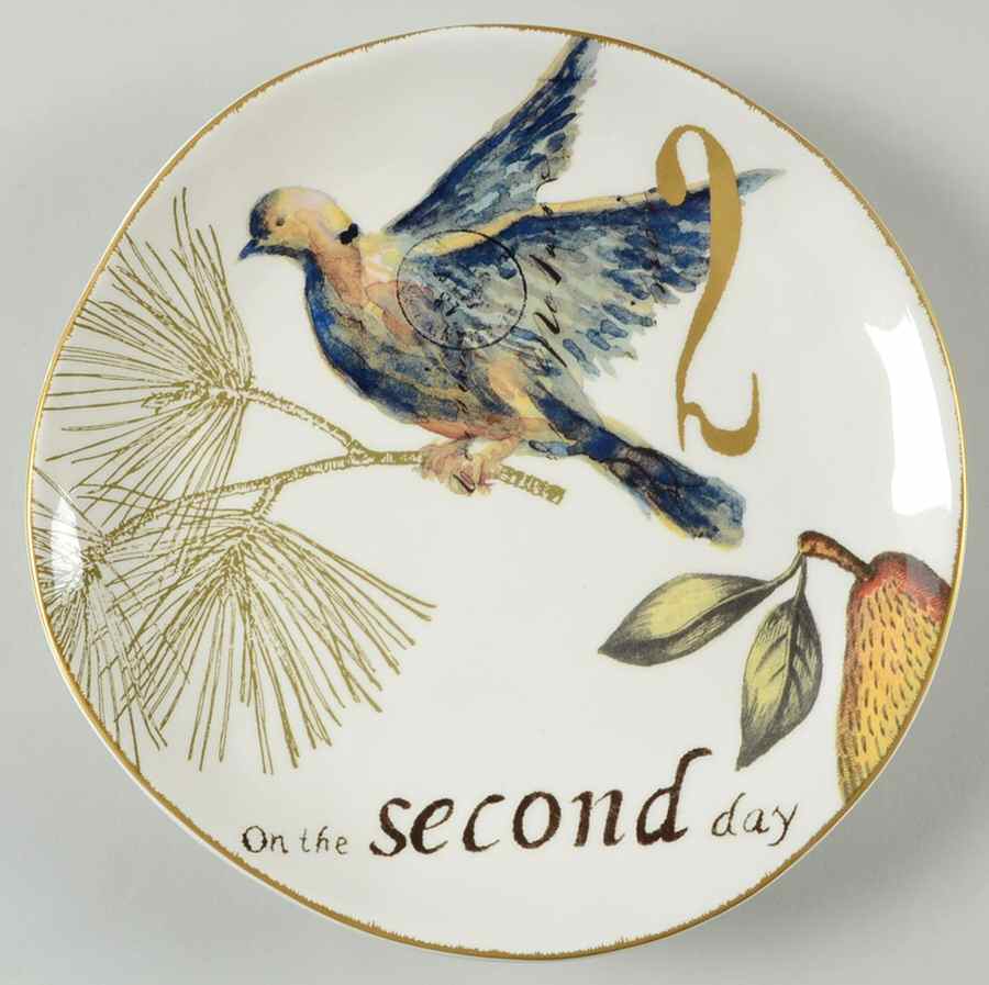 12 Days of Christmas (Gold Numbers, Coupe Shape) Salad/Dessert Plate by Williams-Sonoma-1