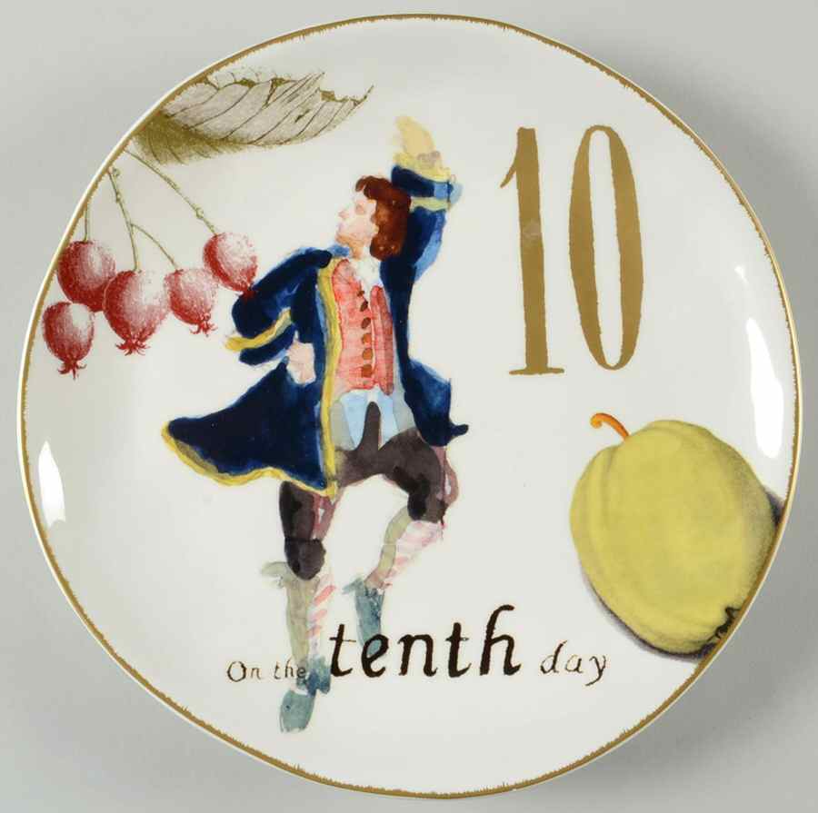 12 Days of Christmas (Gold Numbers, Coupe Shape) Salad/Dessert Plate by Williams-Sonoma-1