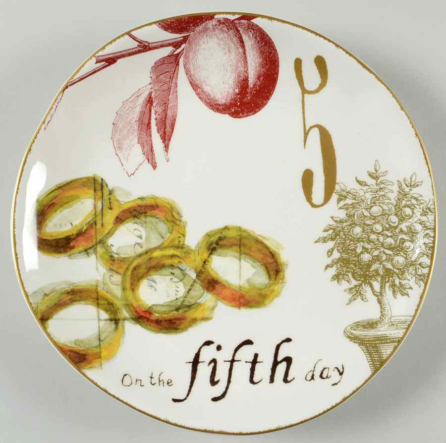 12 Days of Christmas (Gold Numbers, Coupe Shape) Salad/Dessert Plate by Williams-Sonoma-1