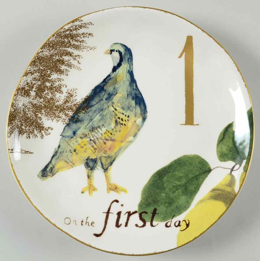 12 Days of Christmas (Gold Numbers, Coupe Shape) Salad/Dessert Plate by Williams-Sonoma-1