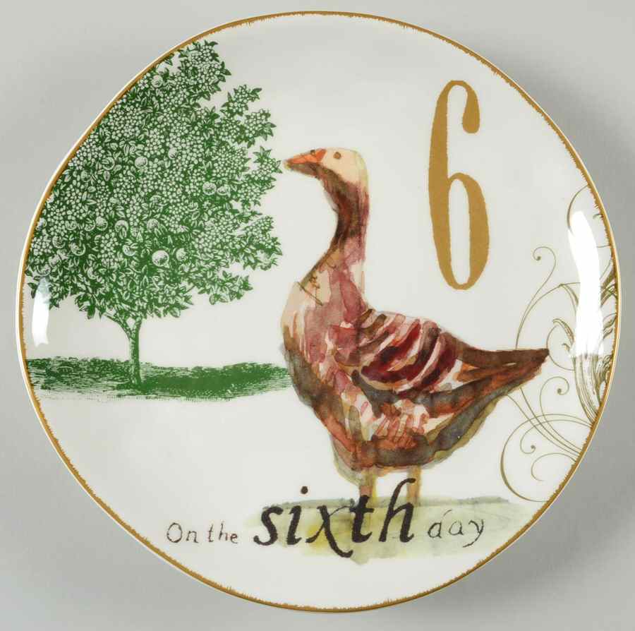 12 Days of Christmas (Gold Numbers, Coupe Shape) Salad/Dessert Plate by Williams-Sonoma-1